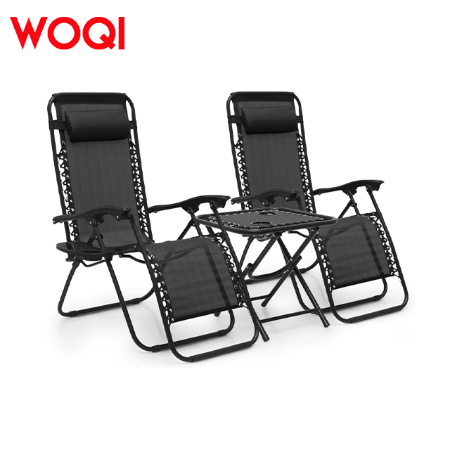 WOQI Set of 2 Chairs and Folding Textilene Table