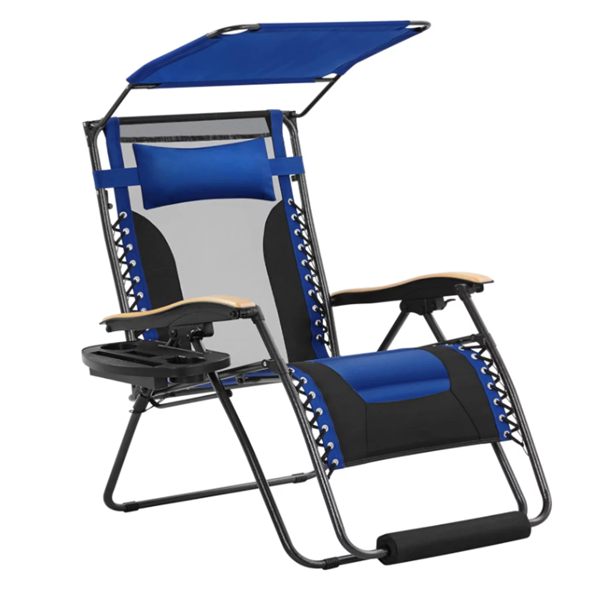 WOQI Adjustable Foldable Outdoor Lounger with Canopy Shade