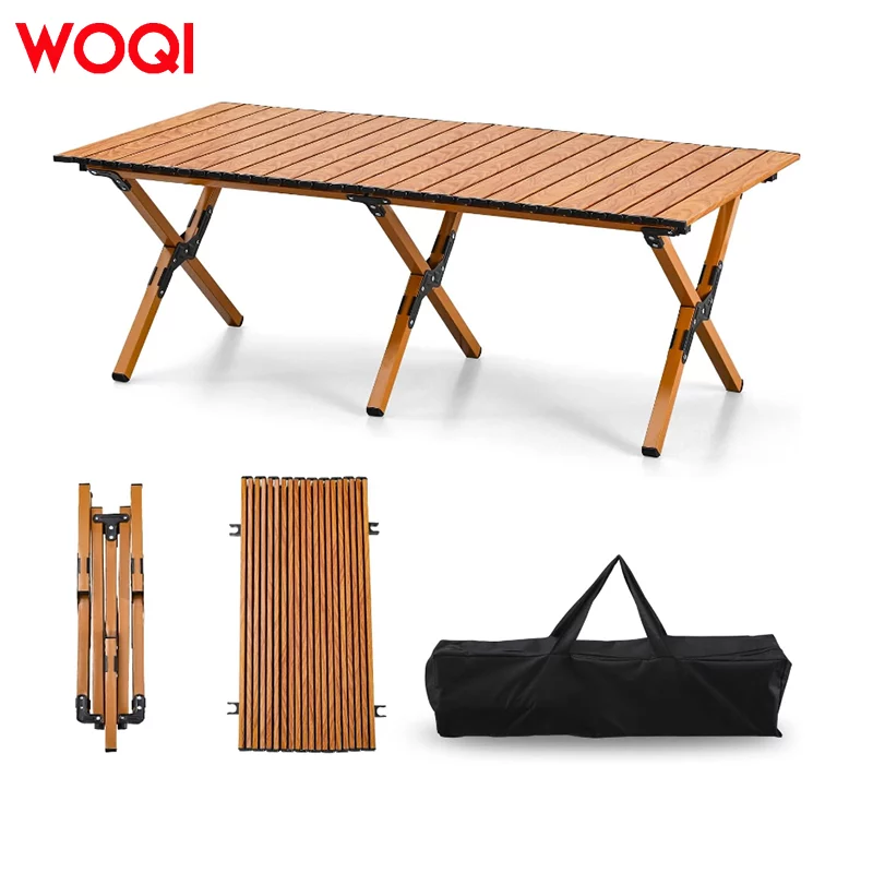 WOQI Camping Table Aluminum Low Folding Table for Outdoor Picnic