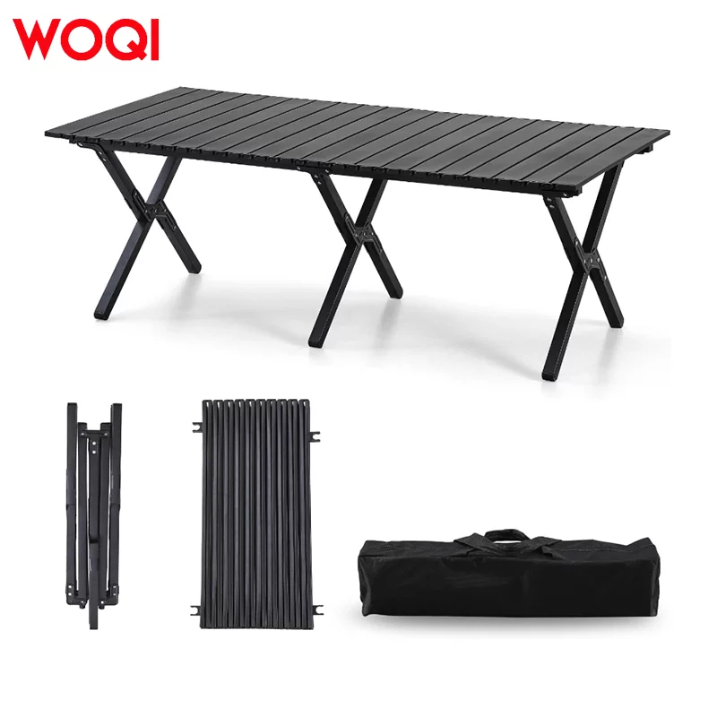 WOQI Modern Portable Folding Camping Table Solid Wood