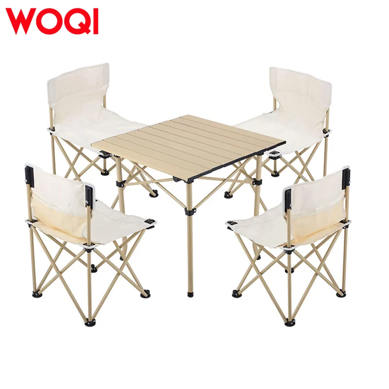 WOQI 4 Person Party Portable Foldable Camping Table and Chair