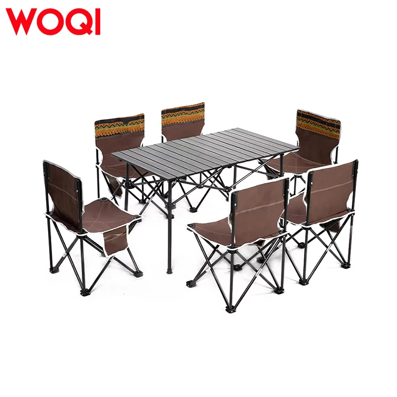 WOQI Camping Table Chairs Folding Table with 6 Chairs