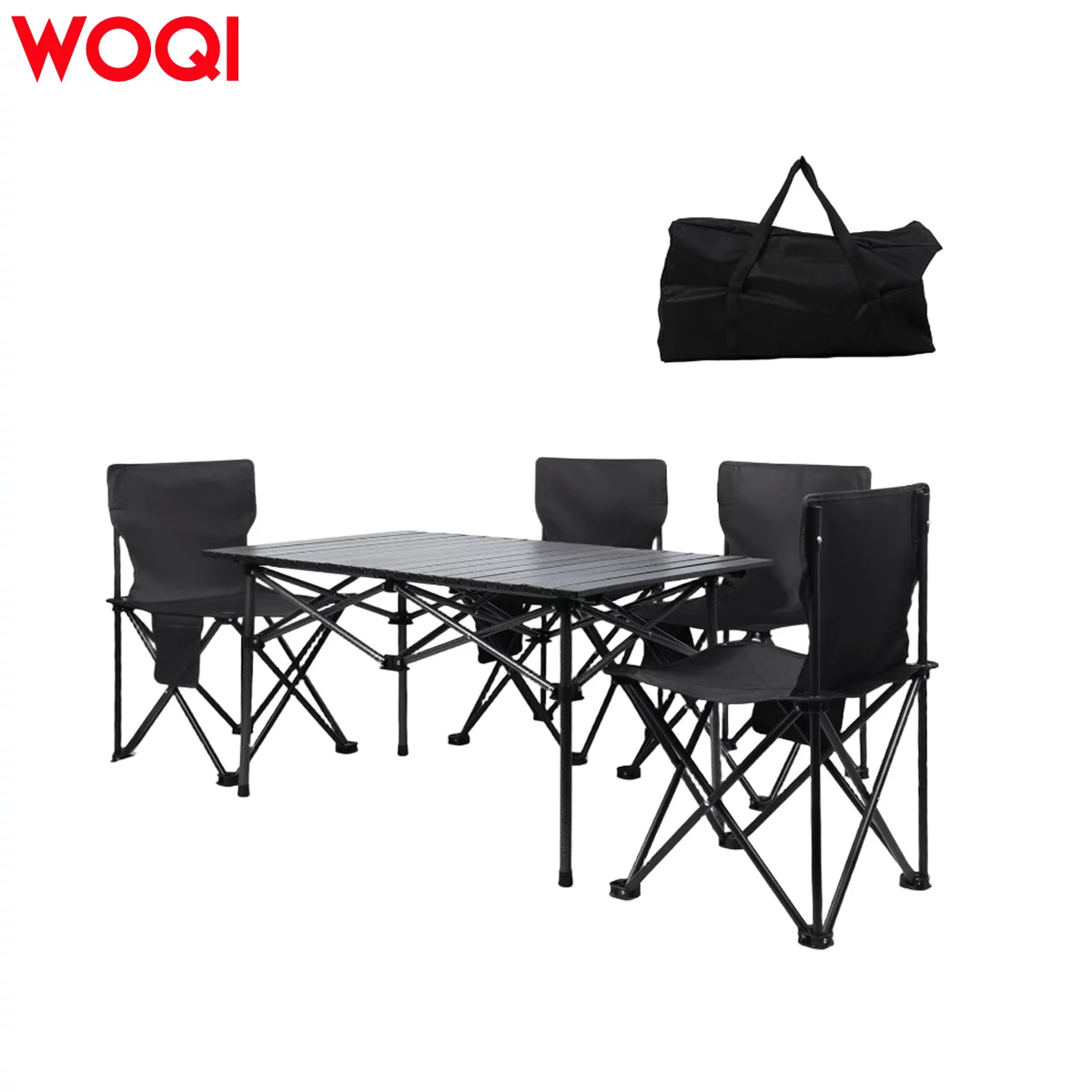 WOQI Metal Oxford Cloth Foldable Picnic Outdoor Table & Chair Set