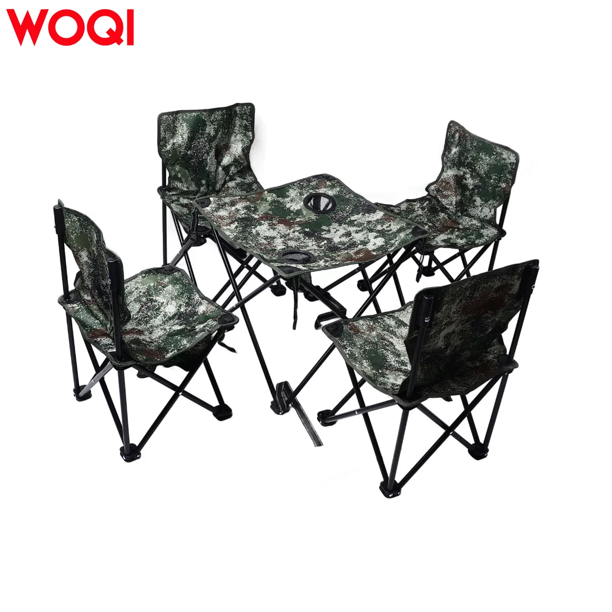WOQI Portable Camping Table with 4 Chairs 5Pcs Set for Outdoor