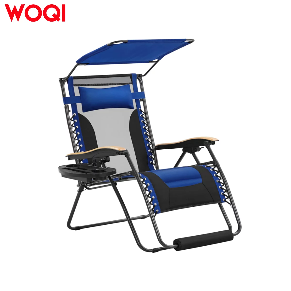 WOQI Adjustable Foldable Outdoor Lounger with Canopy Shade