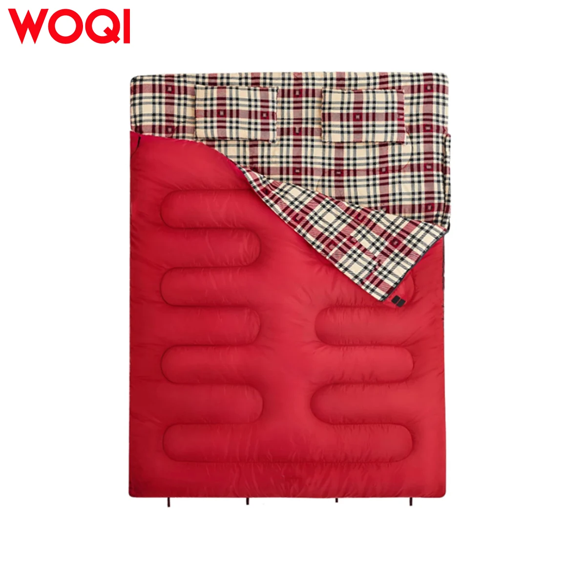 WOQI Flannel Sleeping Bag with 2 Pillows
