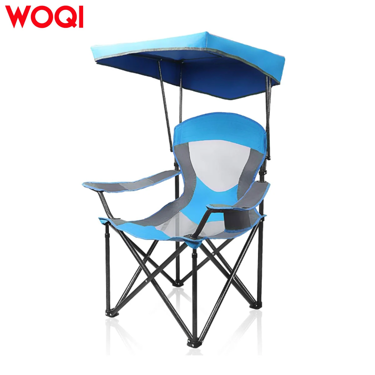 WOQI Heavy Duty Canopy Folding Chair Sunshade Hiking Travel Chair with Cup Holder