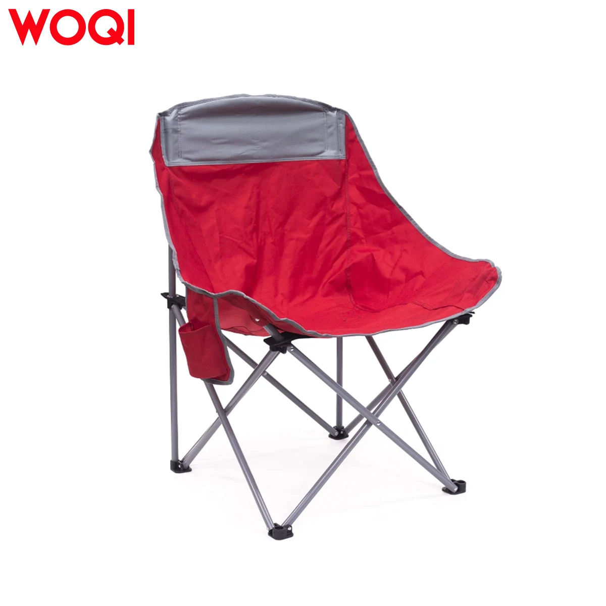 WOQI Outdoor Folding Camping Bucket Moon Chair with Side Storage Pocket