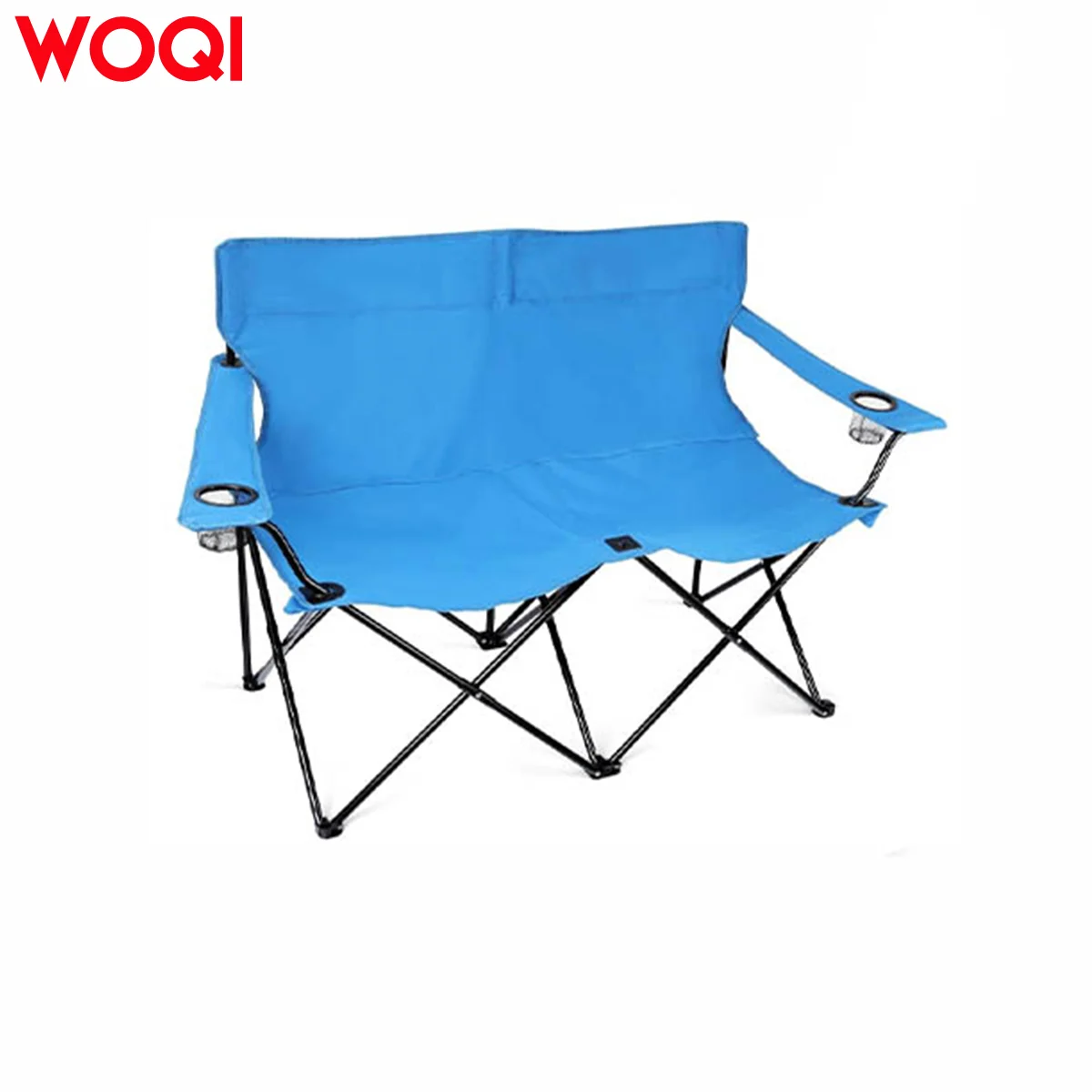 WOQI Camping chair, blue double beach chair with armrests
