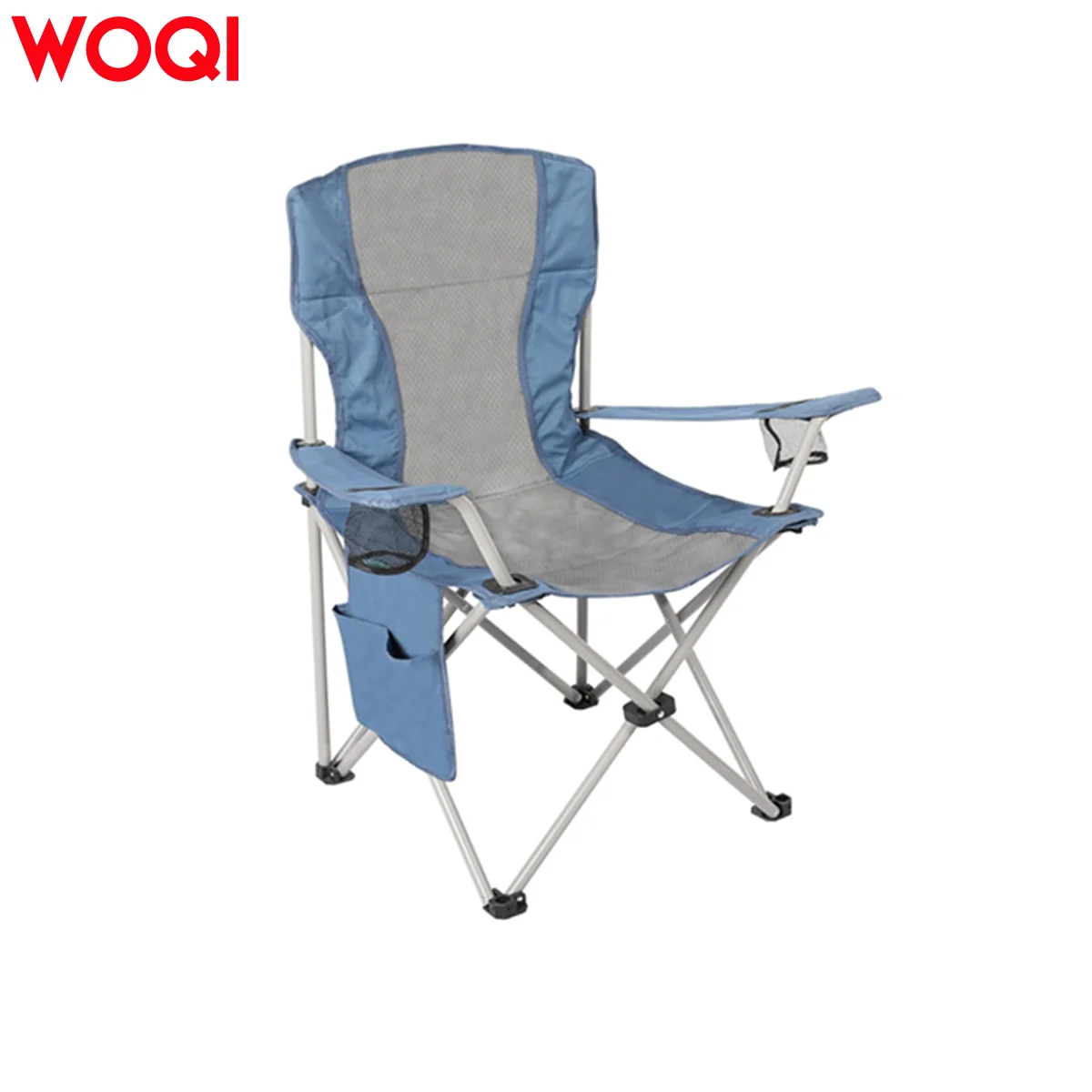 WOQI Tear-resistant fabric camping chair with side pockets.