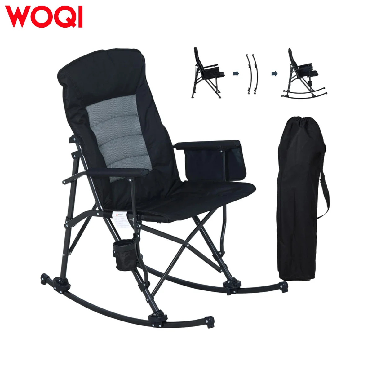 WOQI Adjustable backrest, with rigid armrests, portable outdoor rocking chair.