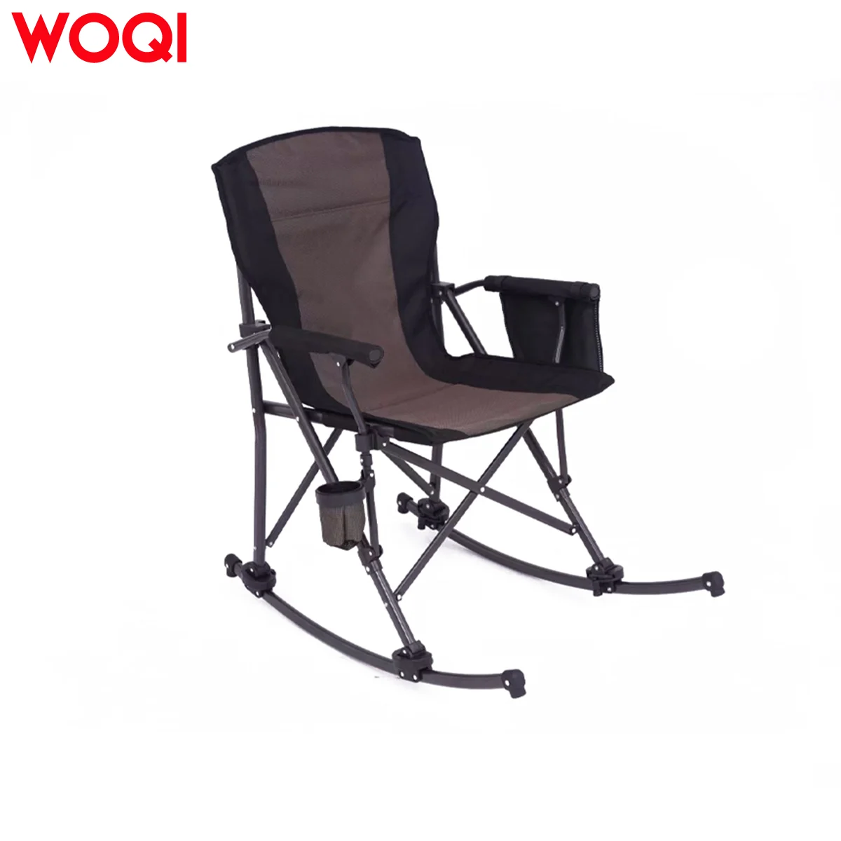 WOQI Folding chair with foldable hard armrests.